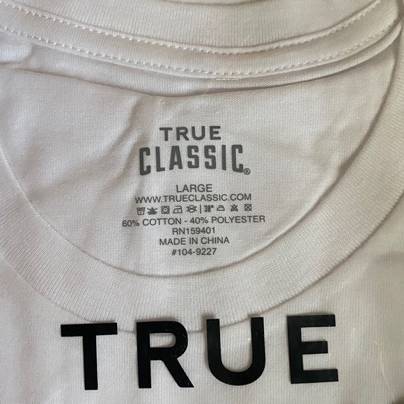 True Classic Crew Neck White T-Shirt Size L New - Picture 7 of 9